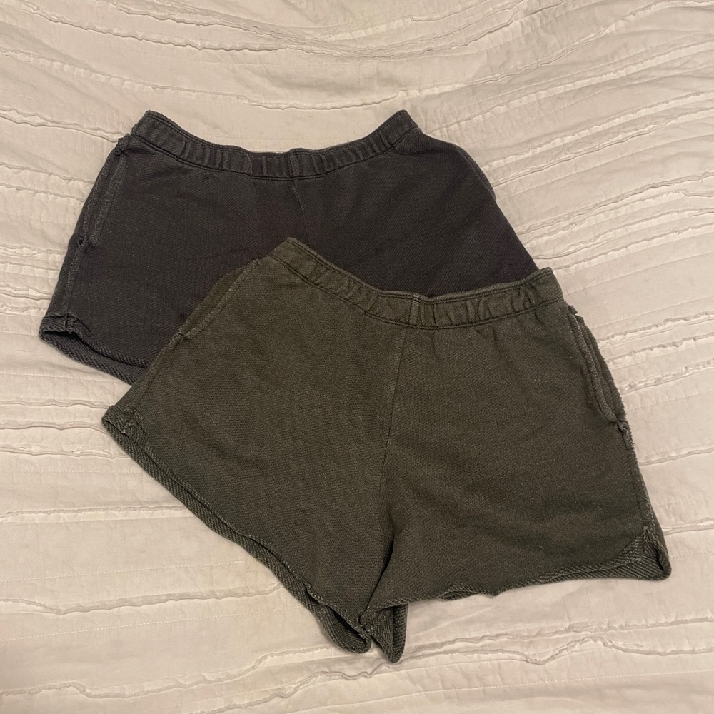 Aerie Lounge Shorts Two Pair (Black and Green)